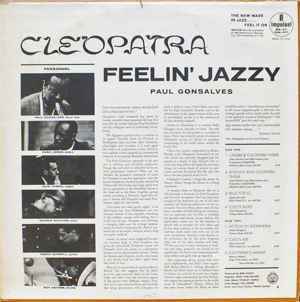 Paul Gonsalves ~ Cleopatra Feelin' Jazzy (Vinyl) - Djungel & Jazz