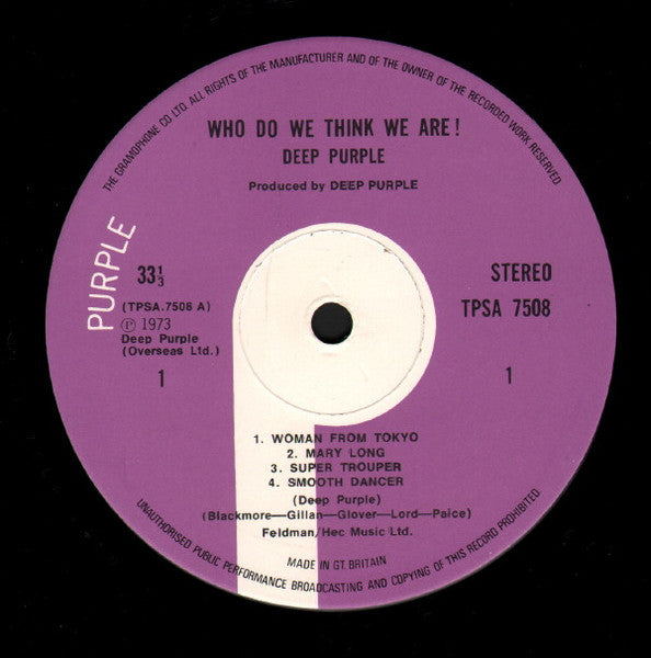 Deep Purple ~ Who Do We Think We Are (Vinyl) - Djungel & Jazz
