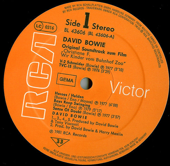 David Bowie ~ Original Soundtrack Zum Film "Christiane F. Wir Kinder Vom Bahnhof Zoo" (Vinyl) - Djungel & Jazz
