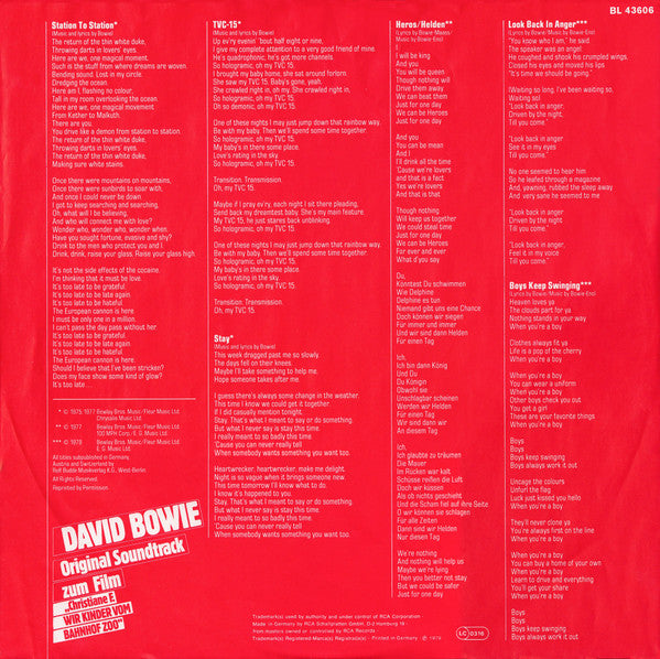 David Bowie ~ Original Soundtrack Zum Film "Christiane F. Wir Kinder Vom Bahnhof Zoo" (Vinyl) - Djungel & Jazz