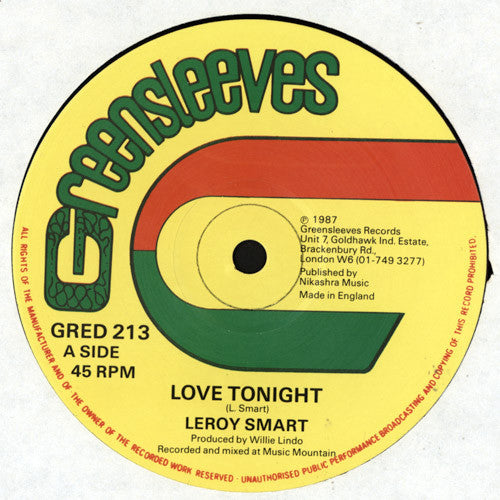 Leroy Smart : Love Tonight (12")
