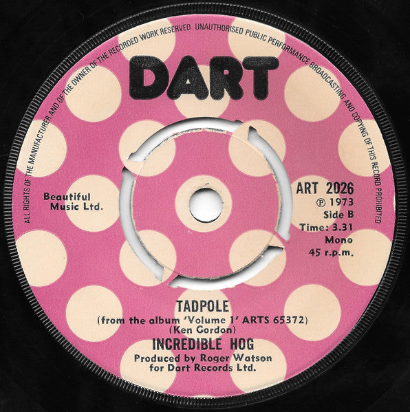 Incredible Hog ~ Lame / Tadpole (Vinyl) - Djungel & Jazz