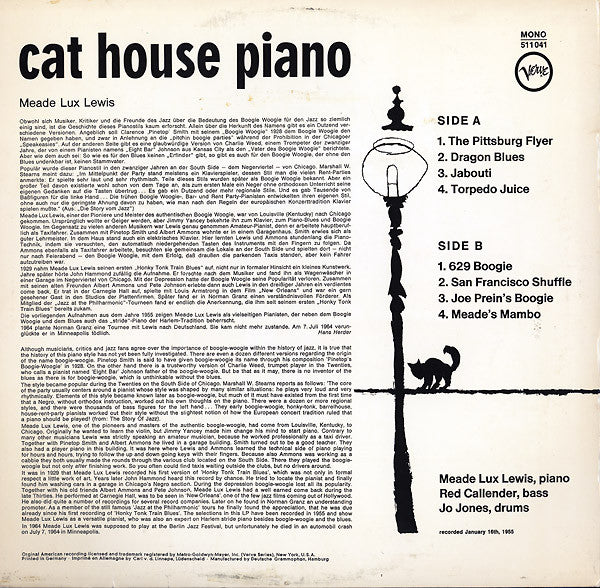 Meade "Lux" Lewis ~ Cat House Piano (Vinyl) - Djungel & Jazz