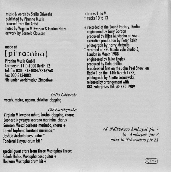 Stella Chiweshe ~ Ambuya? / Ndizvozvo (Vinyl) - Djungel & Jazz