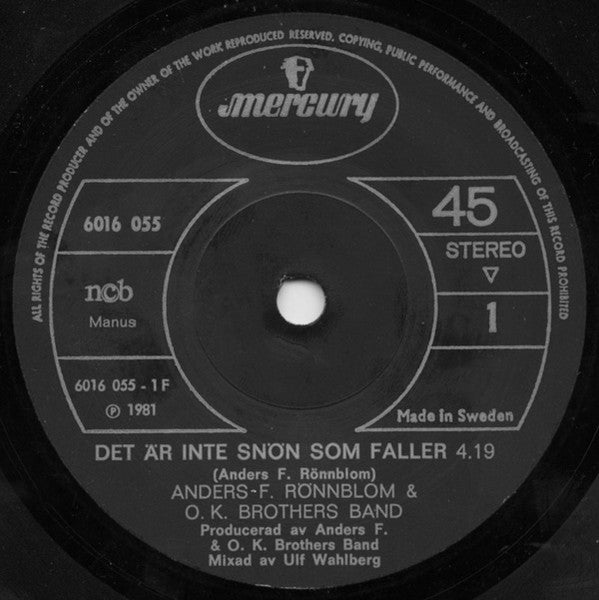 Anders F Rönnblom ~ Det Är Inte Snön Som Faller / Kokofån (Vinyl) - Djungel & Jazz