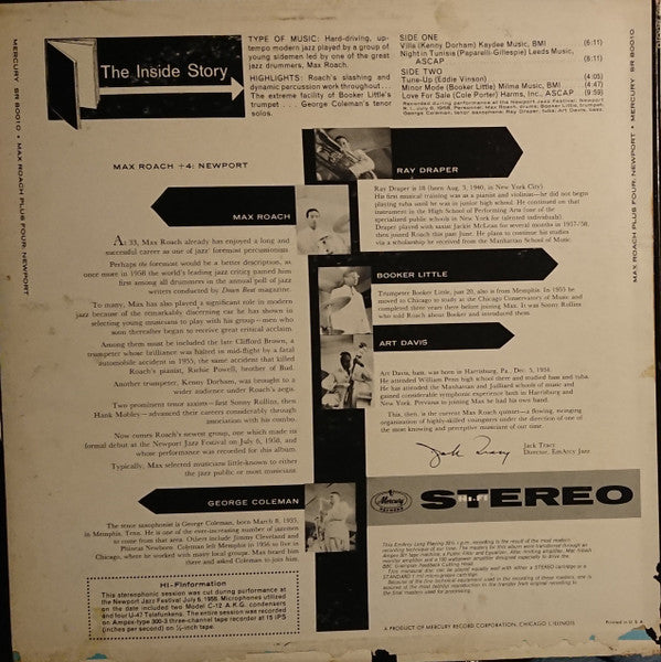 Max Roach Quintet ~ Max Roach + Four At Newport (Vinyl) - Djungel & Jazz
