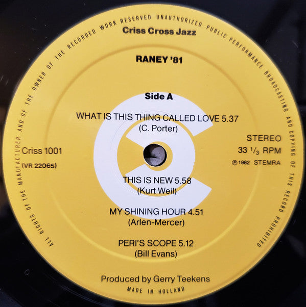 Jimmy Raney Quartet Featuring Doug Raney ~ Raney'81 (Vinyl) - Djungel & Jazz