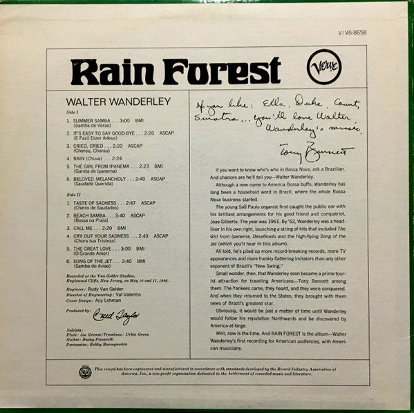 Walter Wanderley ~ Rain Forest (Vinyl) - Djungel & Jazz