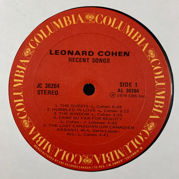 Leonard Cohen ~ Recent Songs (Vinyl) - Djungel & Jazz
