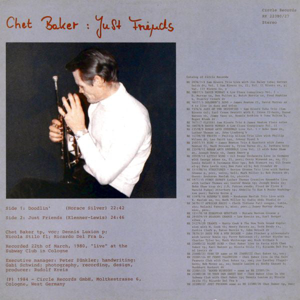Chet Baker Quartet Featuring Dennis Luxion ~ Just Friends (Vinyl) - Djungel & Jazz