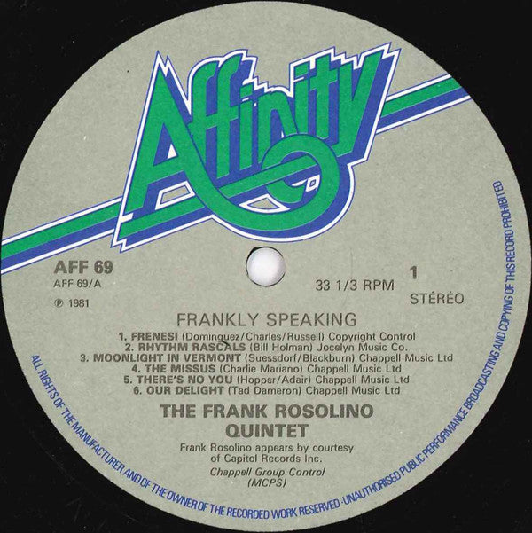 The Frank Rosolino Quintet ~ Frankly Speaking (Vinyl) - Djungel & Jazz