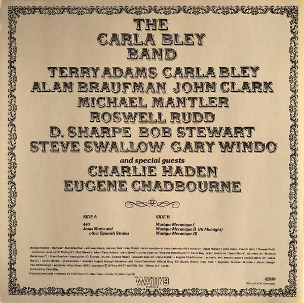 The Carla Bley Band ~ Musique Mecanique (Vinyl) - Djungel & Jazz