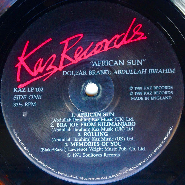 Dollar Brand / Abdullah Ibrahim ~ African Sun (Vinyl) - Djungel & Jazz