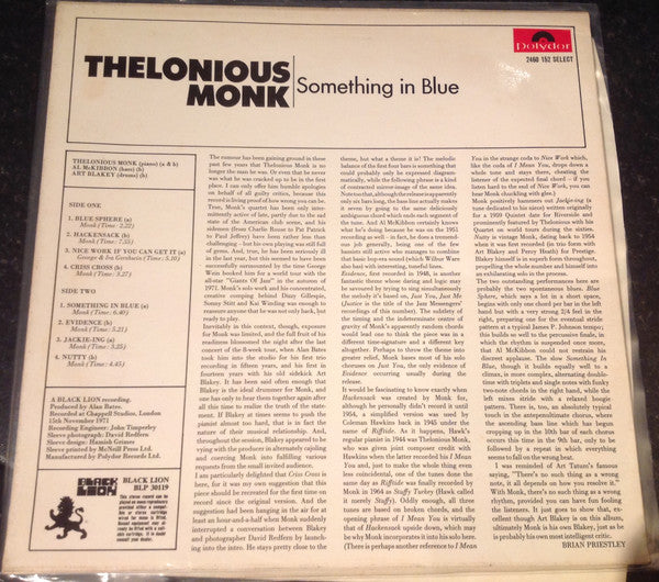 Thelonious Monk ~ Something In Blue (Vinyl) - Djungel & Jazz