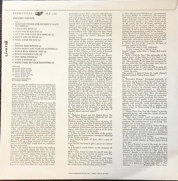 Snooks Eaglin : Blues From New Orleans Vol. 2 (LP, Album)