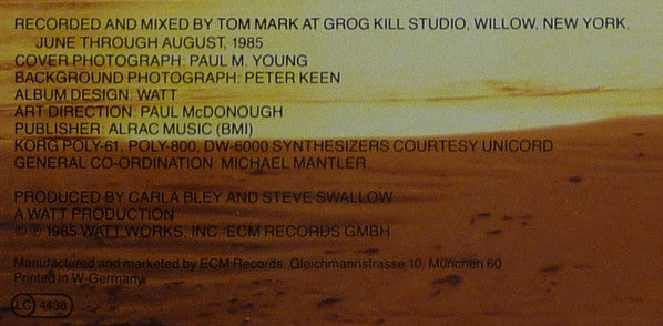 Carla Bley with Steve Swallow ~ Night-glo (Vinyl) - Djungel & Jazz