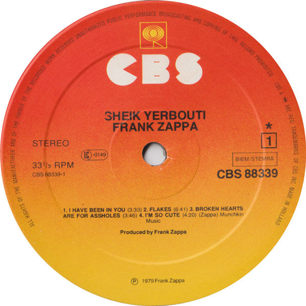 Frank Zappa ~ Sheik Yerbouti (Vinyl) - Djungel & Jazz