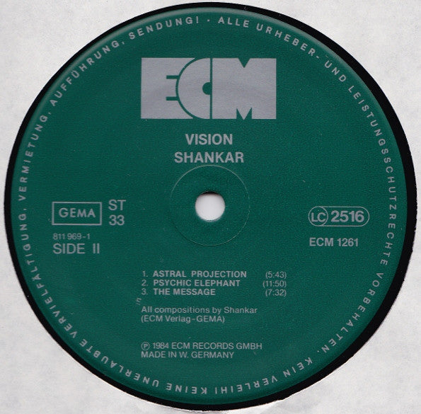 Shankar, Jan Garbarek, Palle Mikkelborg ~ Vision (Vinyl) - Djungel & Jazz