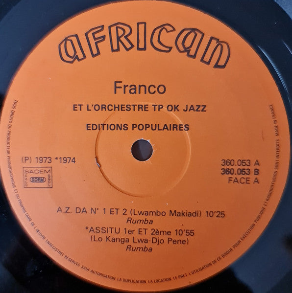 Franco Et Orchestre T.P.O.K. Jazz ~ Franco Et L'Orchestre TP OK Jazz (Vinyl) - Djungel & Jazz