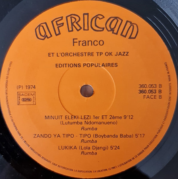 Franco Et Orchestre T.P.O.K. Jazz ~ Franco Et L'Orchestre TP OK Jazz (Vinyl) - Djungel & Jazz