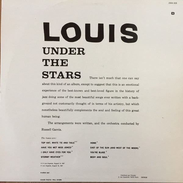 Louis Armstrong ~ Under The Stars (Vinyl) - Djungel & Jazz