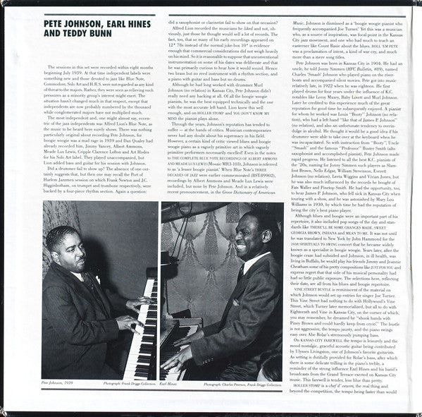 Pete Johnson / Earl Hines / Teddy Bunn ~ The Pete Johnson / Earl Hines / Teddy Bunn Blue Note Sessions (Vinyl) - Djungel & Jazz