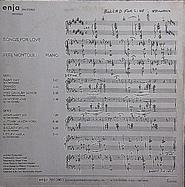 Tete Montoliu ~ Songs For Love (Vinyl) - Djungel & Jazz