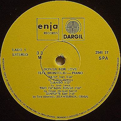 Tete Montoliu ~ Songs For Love (Vinyl) - Djungel & Jazz