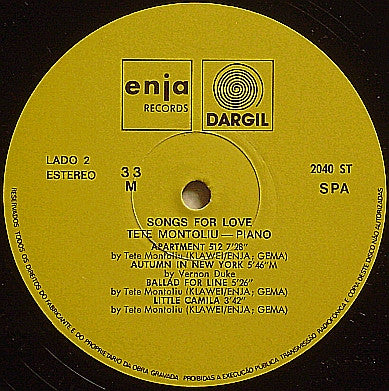 Tete Montoliu ~ Songs For Love (Vinyl) - Djungel & Jazz