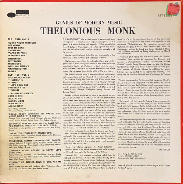 Thelonious Monk ~ Genius Of Modern Music Volume 2 (Vinyl) - Djungel & Jazz