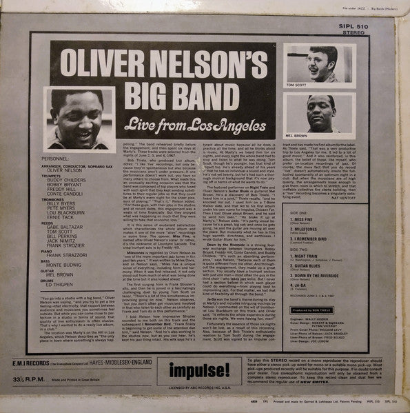 Oliver Nelson's Big Band : Live From Los Angeles (LP)