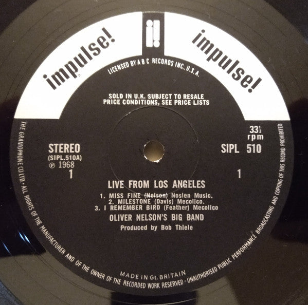 Oliver Nelson's Big Band : Live From Los Angeles (LP)