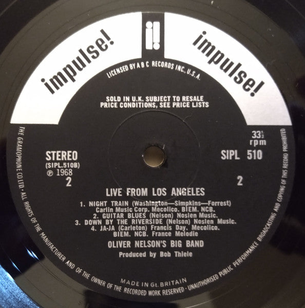 Oliver Nelson's Big Band : Live From Los Angeles (LP)