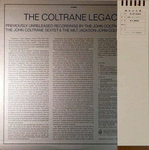 John Coltrane ~ The Coltrane Legacy (Vinyl) - Djungel & Jazz