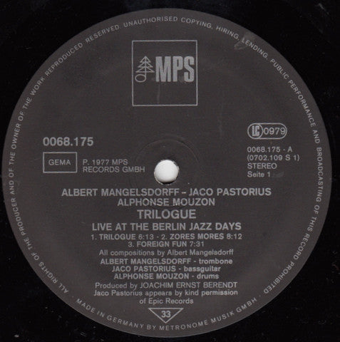 Trilogue ~ Live At The Berlin Jazz Days (Vinyl) - Djungel & Jazz