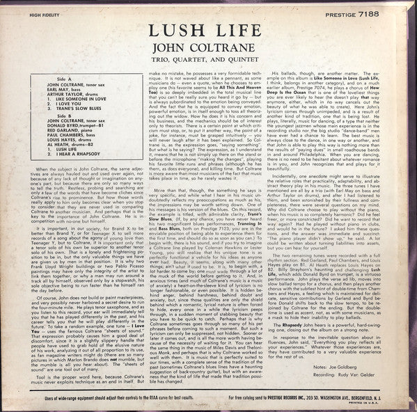 John Coltrane ~ Lush Life (Vinyl) - Djungel & Jazz