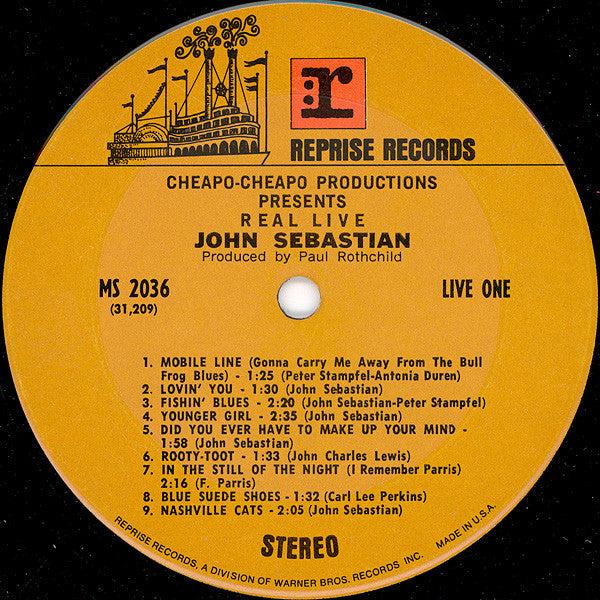 John Sebastian ~ Cheapo-Cheapo Productions Presents Real Live (Vinyl) - Djungel & Jazz