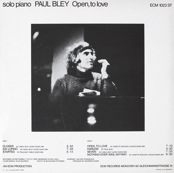 Paul Bley ~ Open, To Love (Vinyl) - Djungel & Jazz