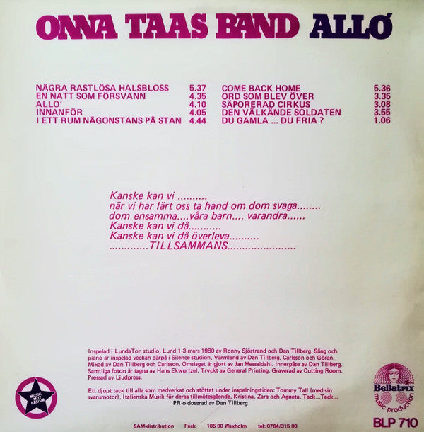 Onna Taas Band ~ Allo' (Vinyl) - Djungel & Jazz