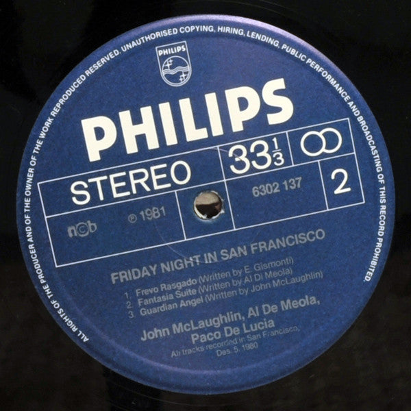 Al Di Meola, John McLaughlin, Paco De Lucía : Friday Night In San Francisco (LP, Album)