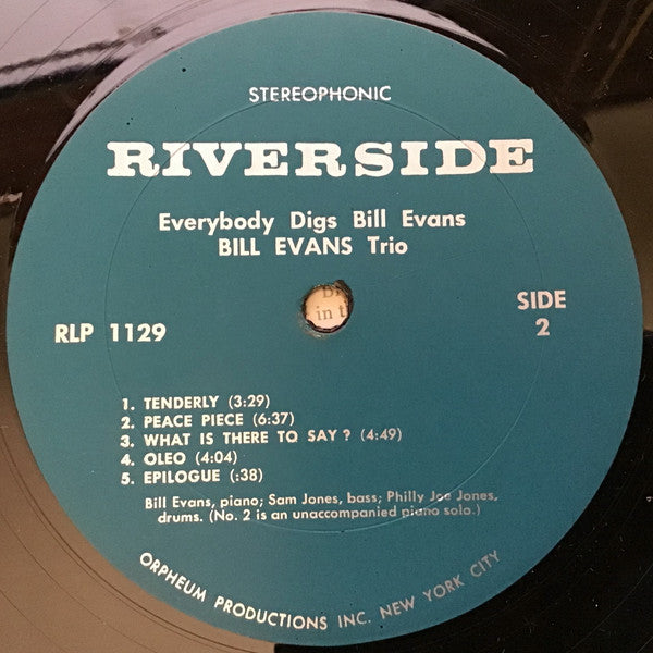 The Bill Evans Trio : Everybody Digs Bill Evans (LP, Album, RE)