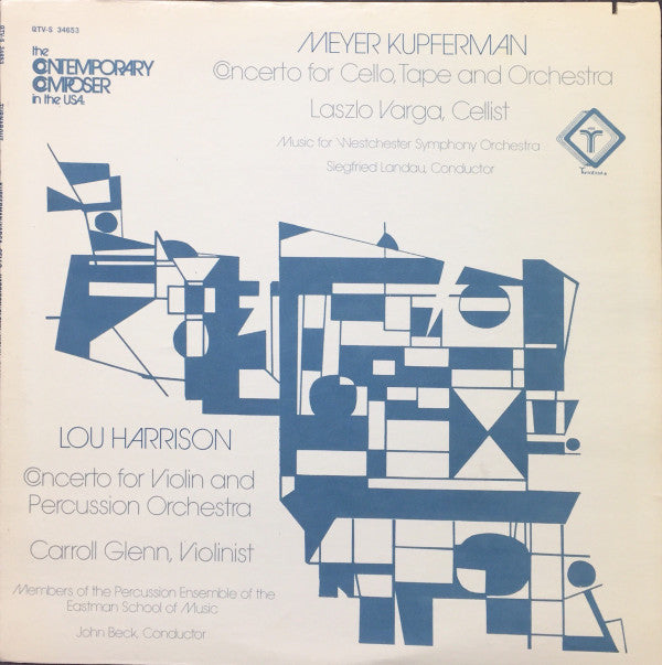 Meyer Kupferman / Lou Harrison ~ Concerto For Cello, Tape And Orchestra / Concerto For Violin And Percussion Orchestra (Vinyl) - Djungel & Jazz