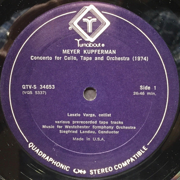 Meyer Kupferman / Lou Harrison ~ Concerto For Cello, Tape And Orchestra / Concerto For Violin And Percussion Orchestra (Vinyl) - Djungel & Jazz