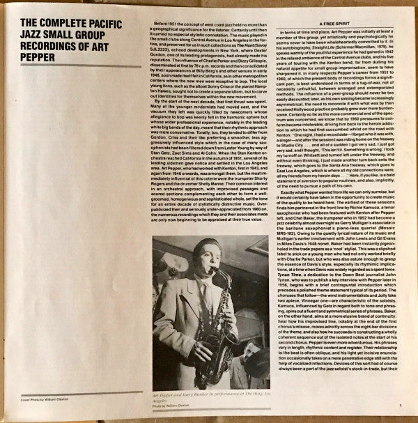 Art Pepper ~ The Complete Pacific Jazz Small Group Recordings Of Art Pepper (Vinyl) - Djungel & Jazz