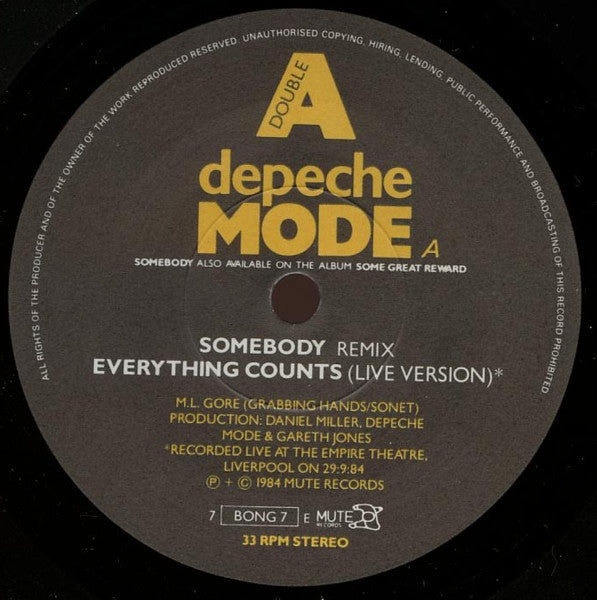 Depeche Mode ~ Blasphemous Rumours / Somebody (Vinyl) - Djungel & Jazz