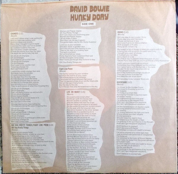 David Bowie : Hunky Dory (LP, Album, Ind)