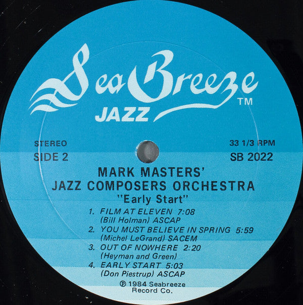 Mark Masters' Jazz Composers Orchestra ~ Early Start (Vinyl) - Djungel & Jazz