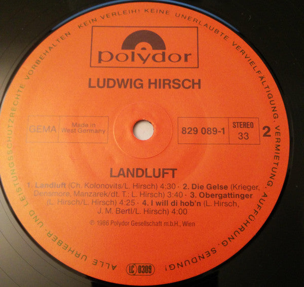 Ludwig Hirsch : Landluft (LP, Album)