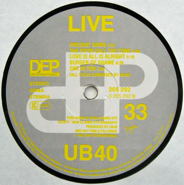 UB40 ~ Live (Vinyl) - Djungel & Jazz
