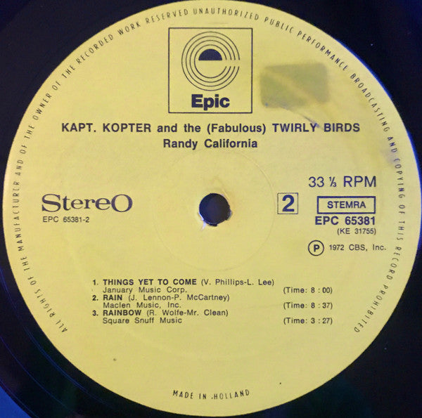Randy California ~ Kapt. Kopter And The (Fabulous) Twirly Birds (Vinyl) - Djungel & Jazz